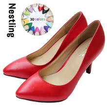 New 2016 Women’s High Heels Women Pumps Sexy Bride Party Thin Heel Pointed Toe Sheepskin High Heel Shoes Plue Size 34-41 D30-579