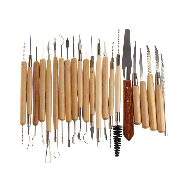 NEW 22pcs Stainless Steel Pottery Clay and Sculpture Carving Hand Tool with Wooden Handle TB Sale