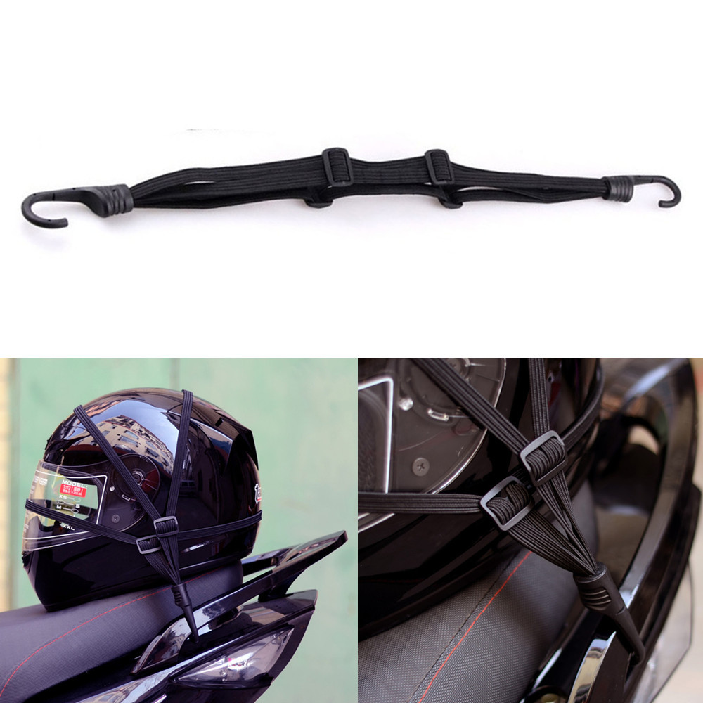 Motorcycle Scooter Bike Strength Retractable Helmet Luggage Elastic 60cm Rope Bungee Cord Strap With 2 Hooks Black Free Ship