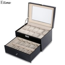 HOMDOX 20 Grid Slots Jewelry organizer Watches Boxes Display Storage Box Case Leather Square jewelry