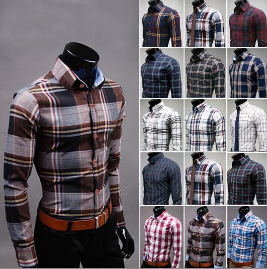 2015 High Quality Men\'S Fashion Plaid Shirts Male...