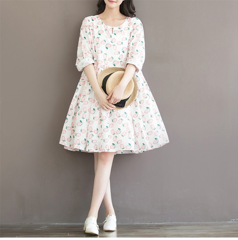 2016 New spring and summer font b maternity b font dresses cotton print long dresses pregnant