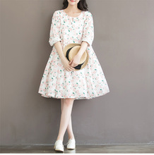 2016 New spring and summer maternity dresses cotton print long dresses pregnant women’s plus size dresse 16067