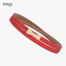Promotion 2014 Fashion High Quality Metal Buckle Thin Pigskin Leather Women s Belt Female Straps Ladies
