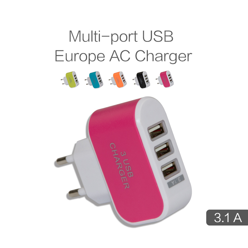 Universal 5V 3 Ports USB Wall Charger EU plug for iPhone iPad Samsung HTC etc Mobile