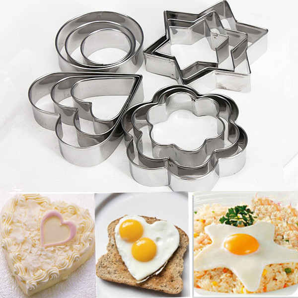 12Pcs/Set Stainless Steel Cookie Fondant Cake Mould Mold Fruit Vegetable Cutter Kitchen Tool Free Shipping
