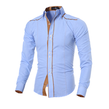 Men Shirt 2016 Fashion Brand Men’S Cuff Striped Long-Sleeved Shirt Male Camisa Masculina Casual Slim Chemise Homme