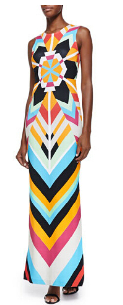 Free shipping 2015 Colorful Striped Printed Stretch Jersey Silk Vest Maxi Dress Long Dress  150602EP565C