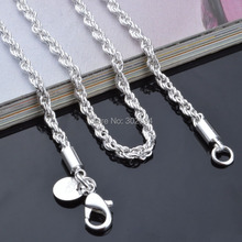 16 24INCHES Free shipping Beautiful fashion Elegant 925 Sterling silver charm Rope chain retro pretty Girl