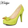 Hot sale Big size 30 50 Fashion solid Women s shoes Bowknot decoration Platform Candy color