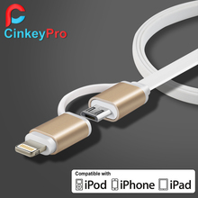 CinkeyPro Universal 2 in 1 Aluminum 1M Mobile Phone Cables Charger Data +Micro USB For iPhone 6 & Samsung S4 S6 Xiaomi Cable