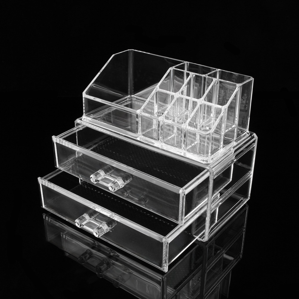 2015 Hot! New Clear Makeup Jewelry Cosmetic Storage Display Box Acrylic Case Stand Rack Holder Organizer Free Shipping