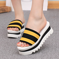 2017 stripe color slipper matching large base sponge wholesale han edition women slippers sandals summer the