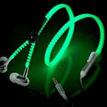 6 Color Glow In The Dark Earphone Luminous Light Metal Zipper Earphone Glowing Headset for Iphone