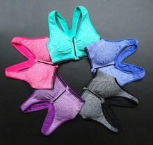 hot Women Girl Sports Bras pad Padded Top Zipper outdoor running Shakeproof underwear Gym shapewear sweat quick drop Shipping !