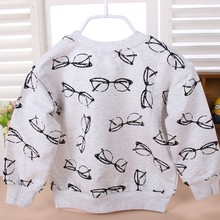 Hot Selling 2015 New Autumn Winter Fashion Cotton Boys T Shirt Printing Glasses Sweatshirt Children s