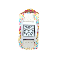 Venta caliente moda Casual relojes hechos a mano cuerda trenzada de pulsera relojes pulsera mujeres del reloj relogio feminino White