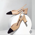 2016 New Spring Thick With Heel Women Sandals Shoes Mixed Colors Leather Flock Round Toe Square