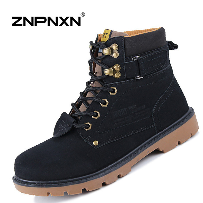 New 2015 Winter Mens Boots Casual Black PU Leather Ankle Boots For Men Shoes Fashion Work