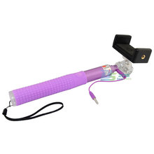 Pink  Extendable Selfie Wired Stick Phone Holder Remote Shutter Monopod For Smartphone