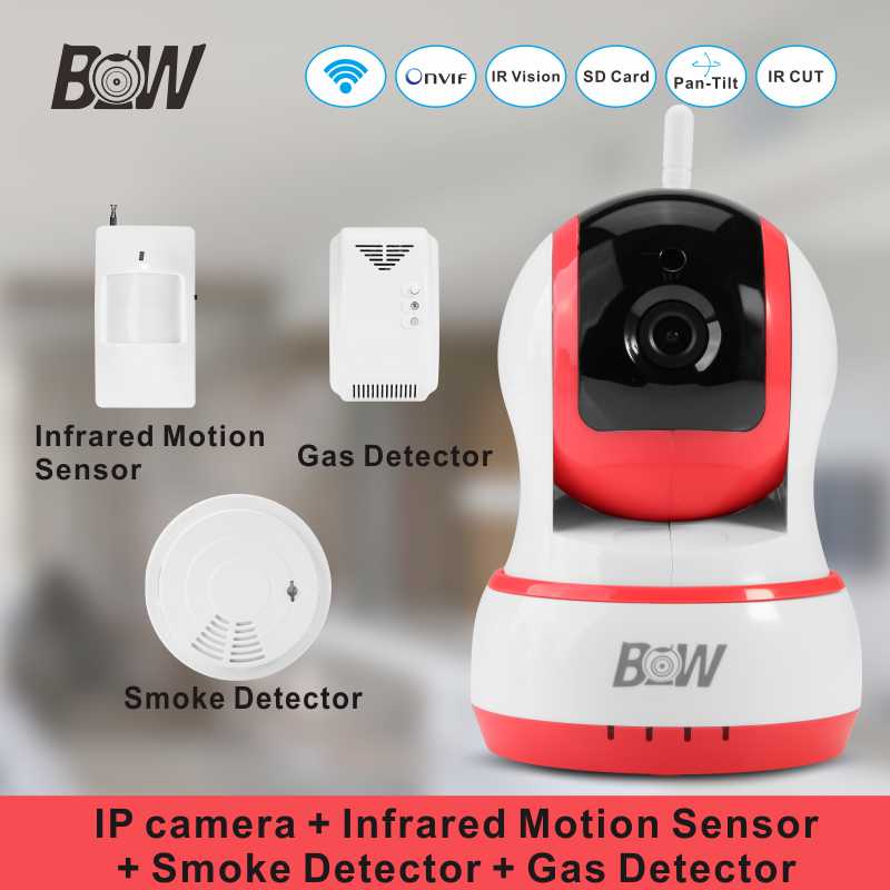CCTV Camera Surveillance System Wifi IP Camera +Smoke Detector/Infrared