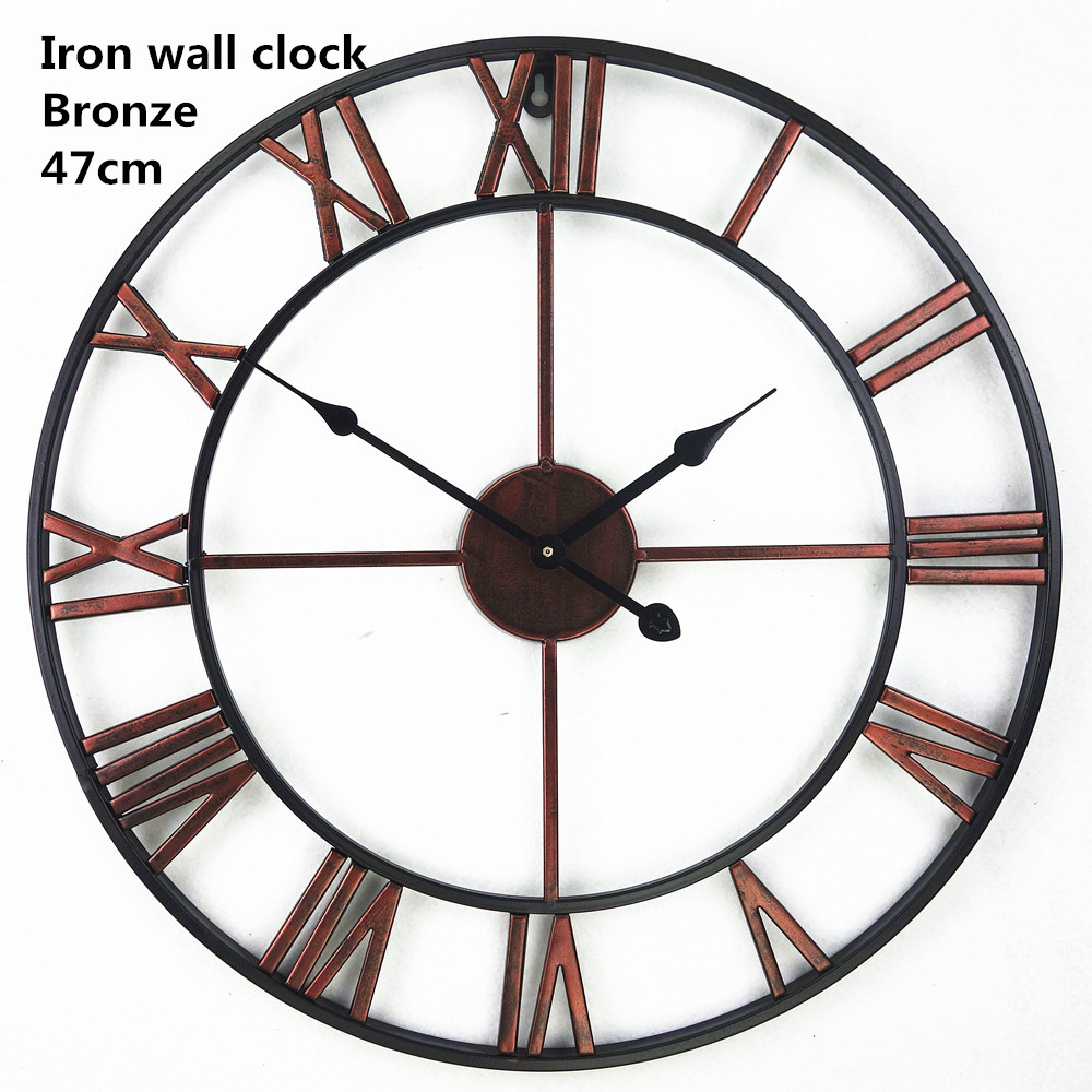 Handmade oversized 3D retro Roman wrought iron vintage large decorative wall clock big on wall