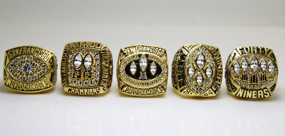 One Set 5 PCS 1981 1984 1988 1989 1994 San Francisco 49ers super bowl rings 11s All solid back Heavy ones