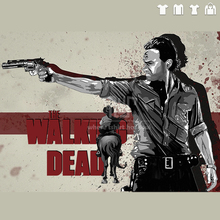 free shipping walking dead Rick men unisex big size white t-shirt straight cut short sleeve o-neck 100% 180g american cotton