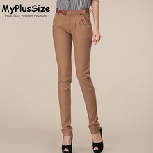 S-XL Women’s Khaki Cargo Pants New 2016 Autumn Formal Style Solid Color Pencil Pants Slim Casual Trousers for Women with Belt