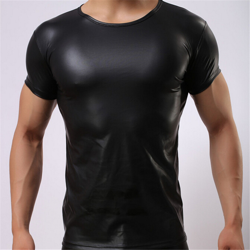 Achetez En Gros Faux Cuir T Shirt Hommes En Ligne à Des Grossistes Faux Cuir T Shirt Hommes
