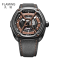 FLAMING Dietrich Series Newest Organic Time OT 7 Watches Men Luxury Automaitic Movement Wristwatch with Black