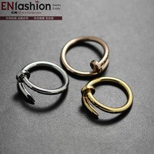 18KGP gold plated fashion punk nail rings special finger wedding ring 316L stainless steel jewelry wholesale free shipping