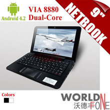 FS! 9″ 9 inch Netbook Android 4.2 VIA 8880 Dual Core HDMI WIFI 512M RAM 4G HDD Mini Laptop Notebook Black/White (WF-PC988)