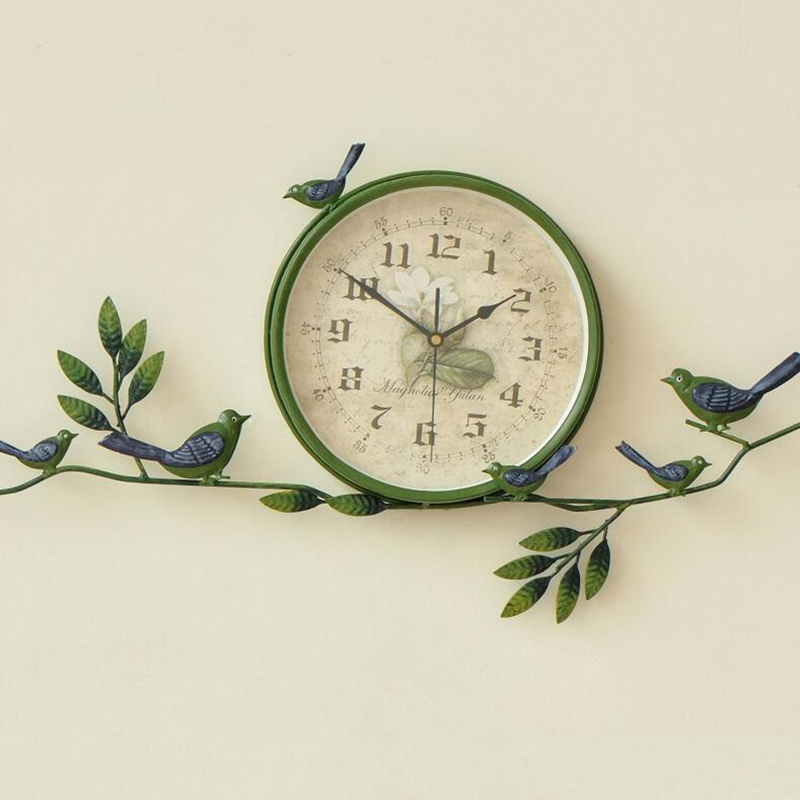 Creative European pastoral style retro home decoration single clocks painting watch morden design birds unique gift craft