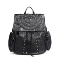 Genuine Leather Ladies Bag 2016 Trendy New Cowhide Backpack Knitting Rivets Patchwork Bag Women Designer Casual