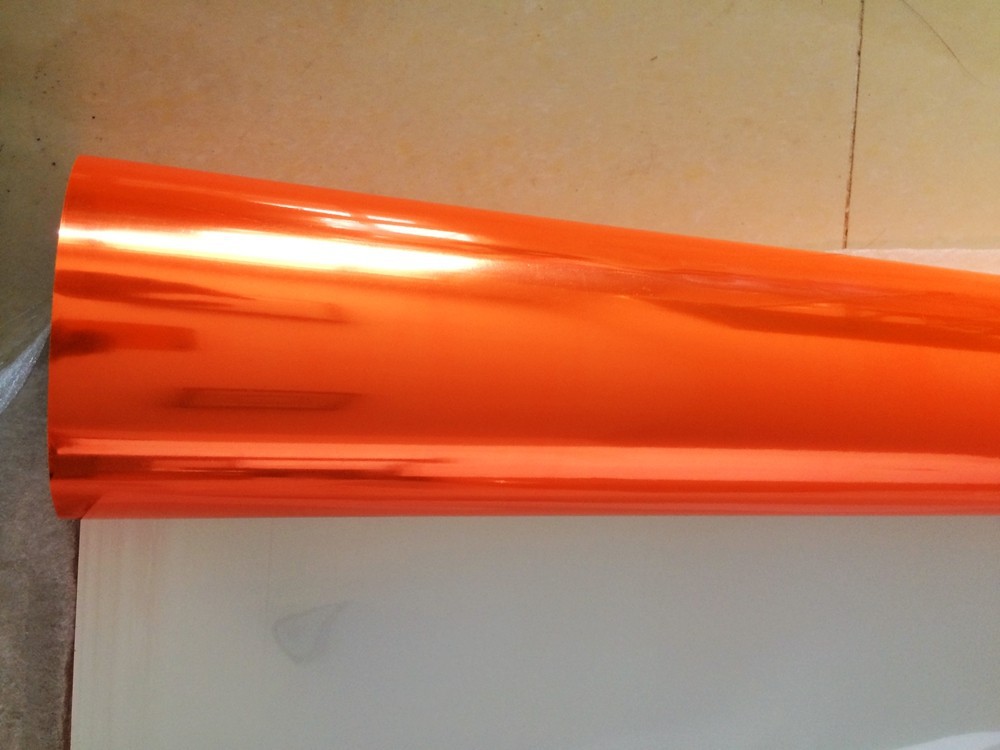 stretchable chrome mirror orange vinyl car wrap film orange wrap foil  (3)