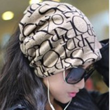 Newest Fashion Korean Women Classic Hip Hop English Letter Multi Purpose Baggy Hat Unisex Scarf Beanie