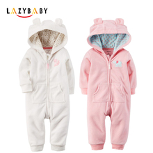 Lazybaby Baby Girls baby boys Hooded Microfleece Jumpsuit Baby Girls and boys Rompers baby boy clothes