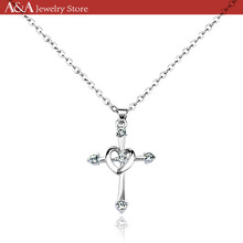 Cross Necklaces Heart Circle Pendants 5 Brilliant Crystal On Necklaces Exquisite Women Necklaces Brand A A