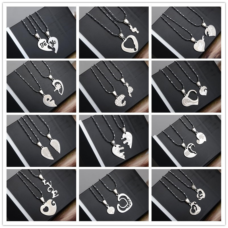 Aliexpress.com Comprar 2 unids mejores amigos amor pareja Puzzle corazón collar del ala del ángulo colgante pareja de época collares de cadena regalo