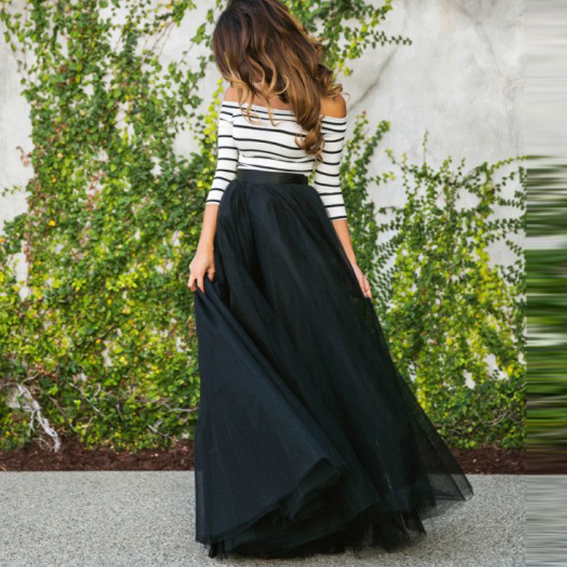 Buy Free Shipping Black Tulle Long Skirts