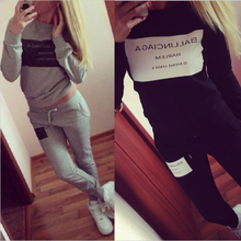 2016 Fashion Women Sportswear Printed Letter Fall Tracksuits Long-sleeve Casual Sport Costumes Mujer 2 Piece Set
