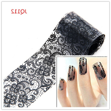 Beauty Black Lace Transfer Foil Nail Sticker Nail Decals DIY Wraps Manicure Tools French Tips Free
