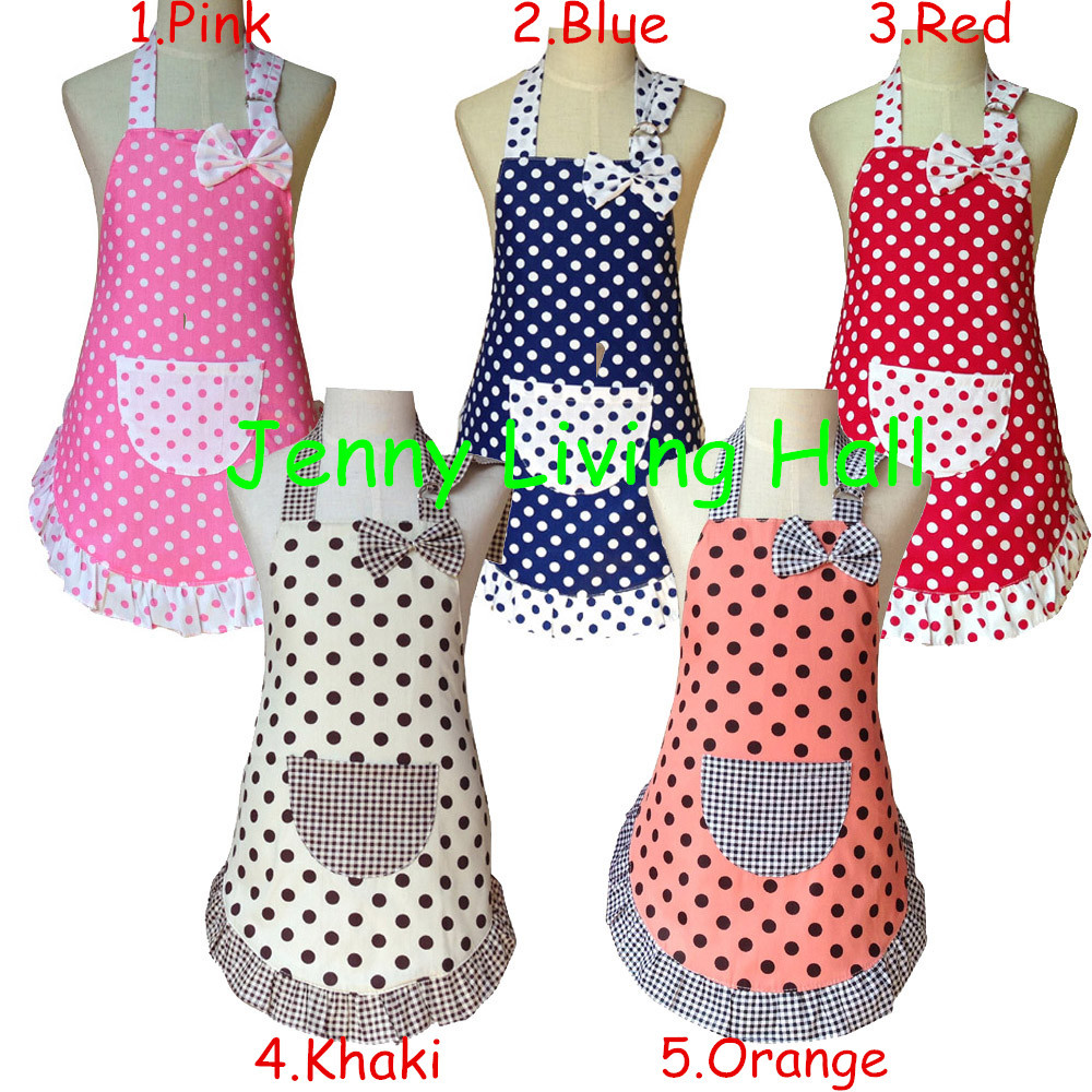 Wholesale 3 Sizes Apron Child Cute Cotton Polka Dots Apron Kids Apron For Painting Cooking