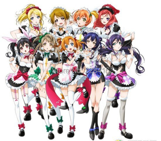 Adult Halloween Cosplay Japanese Anime Love Live! Hoshizora Rin Costumes Maid Uniform Headwear/Tops/Skirt /Apron/Ties Clothes,in Clothing from Novelty