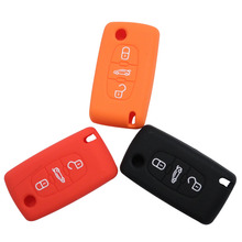 3 color Car Silicone Remote Key Fob Cover For Peugeot 107 207 307 407 308 607 Citroen C1 C2 C3 C4 C5 C6 C8 3 Button Car Styling