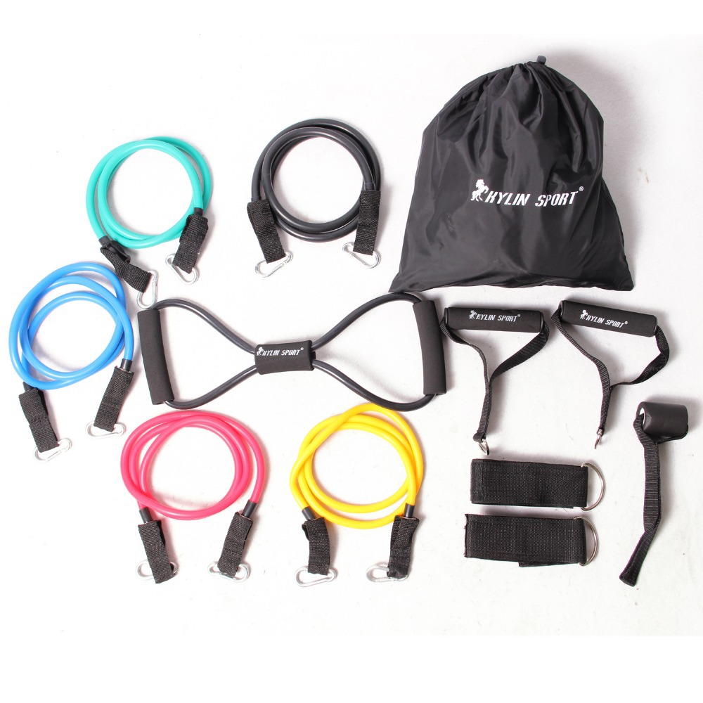 12pcs resistance bands exercise set fitness tube yoga workout pilates for wholesale and free shipping kylin