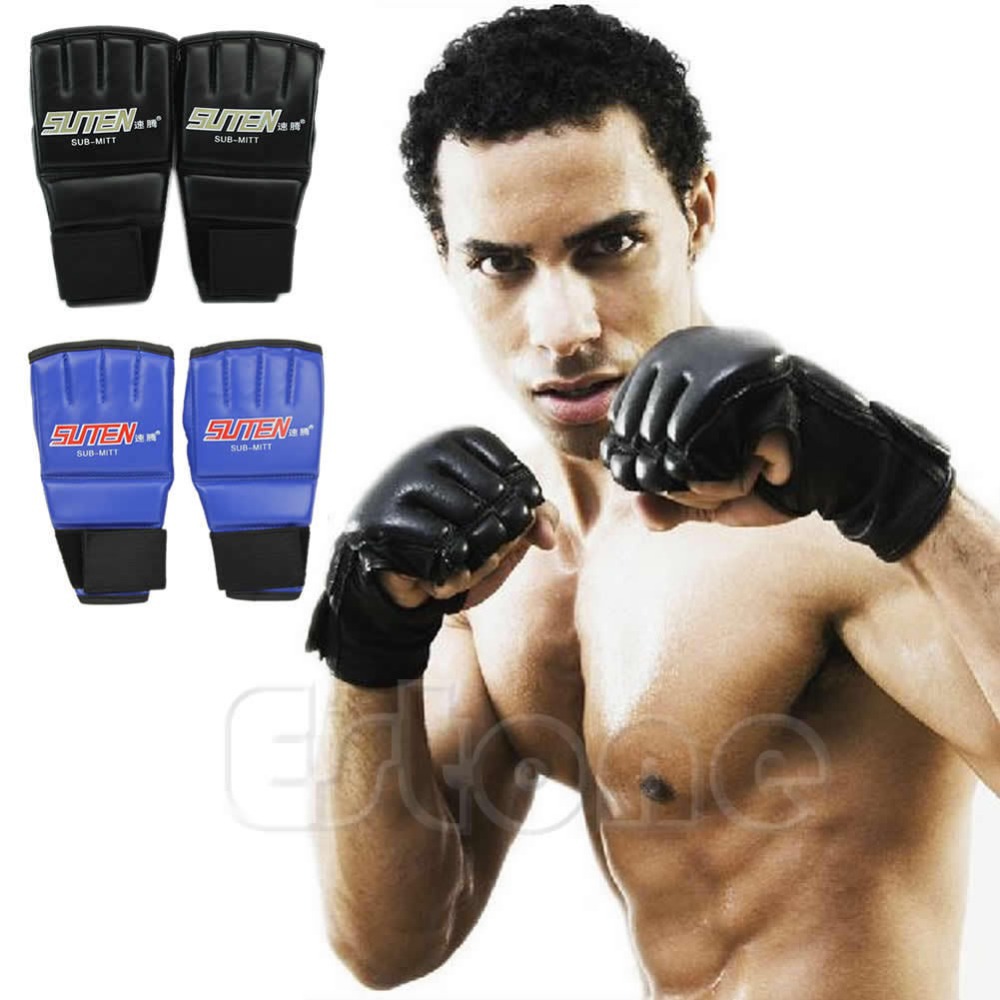 B39 --Free shipping Cool MMA Muay Thai Training Gym Punching Bag Sparring Half Mitts Boxing Gloves