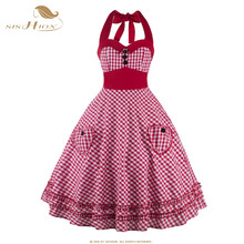 SISHIOH Women Plaid Dress Plus Size Summer Clothing 2016 Retro Swing Short Pin up Vintage 60s 50s Rockabilly Dress vestidos 0384