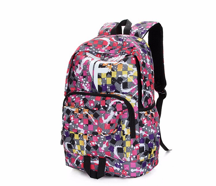 Fashion grid shape women nylon backpack girl school bag Casual Travel bags (12)